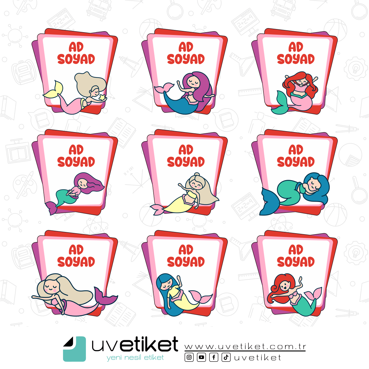 UV DTF Denizkızı Okul Etiketleri