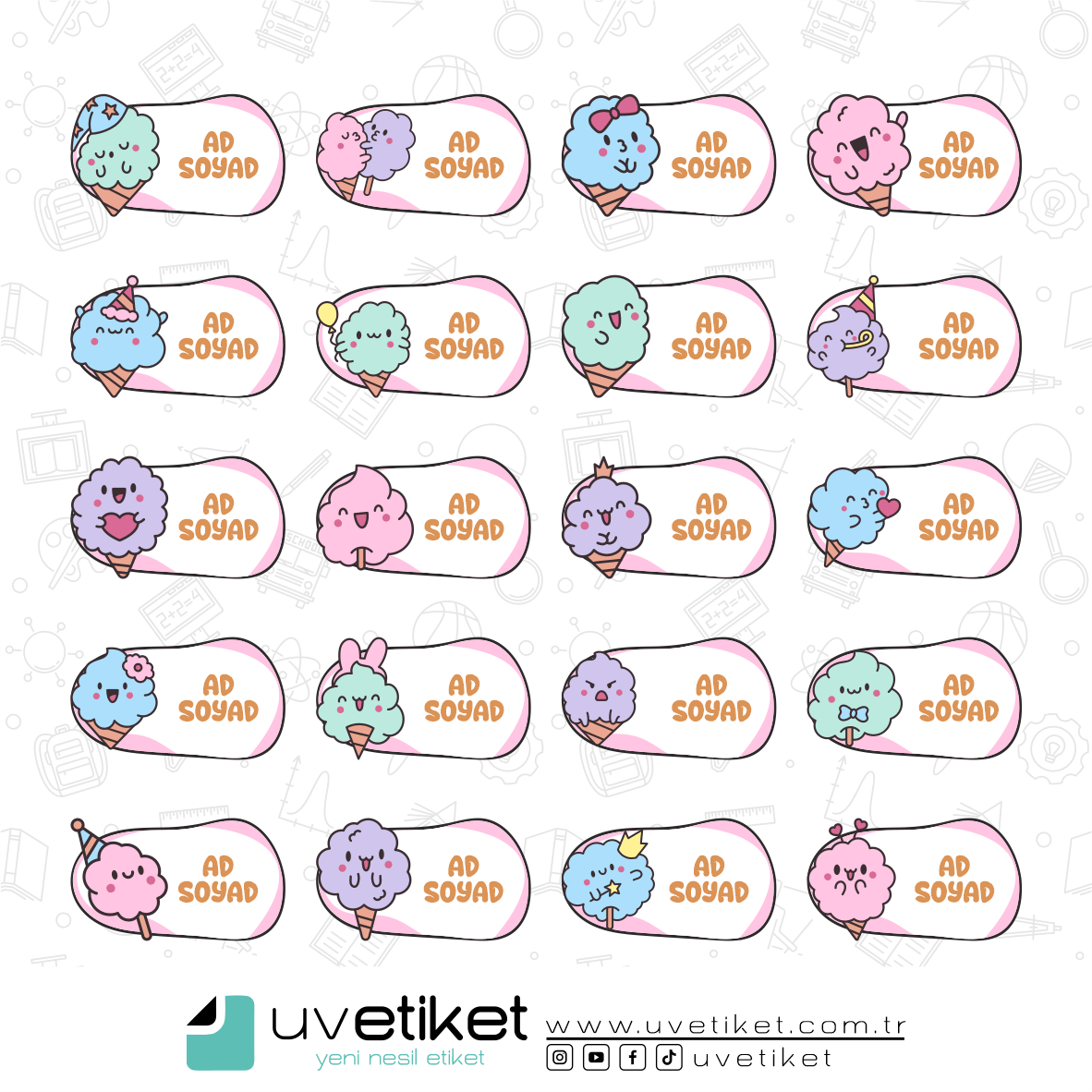 UV DTF Dondurma Okul Etiketleri