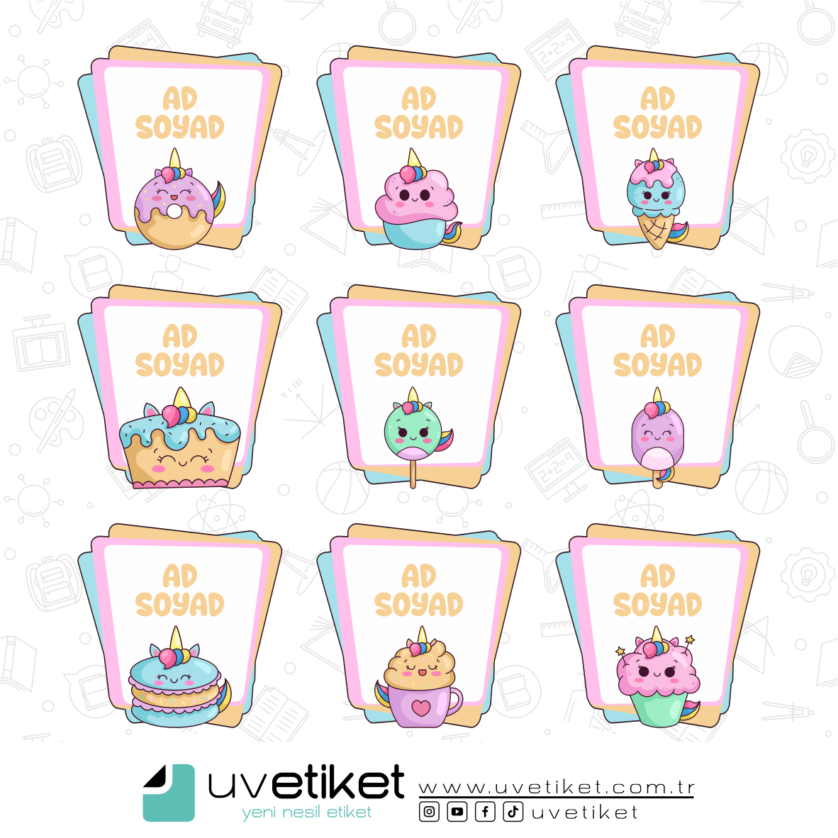UV DTF Dondurma Okul Etiketleri
