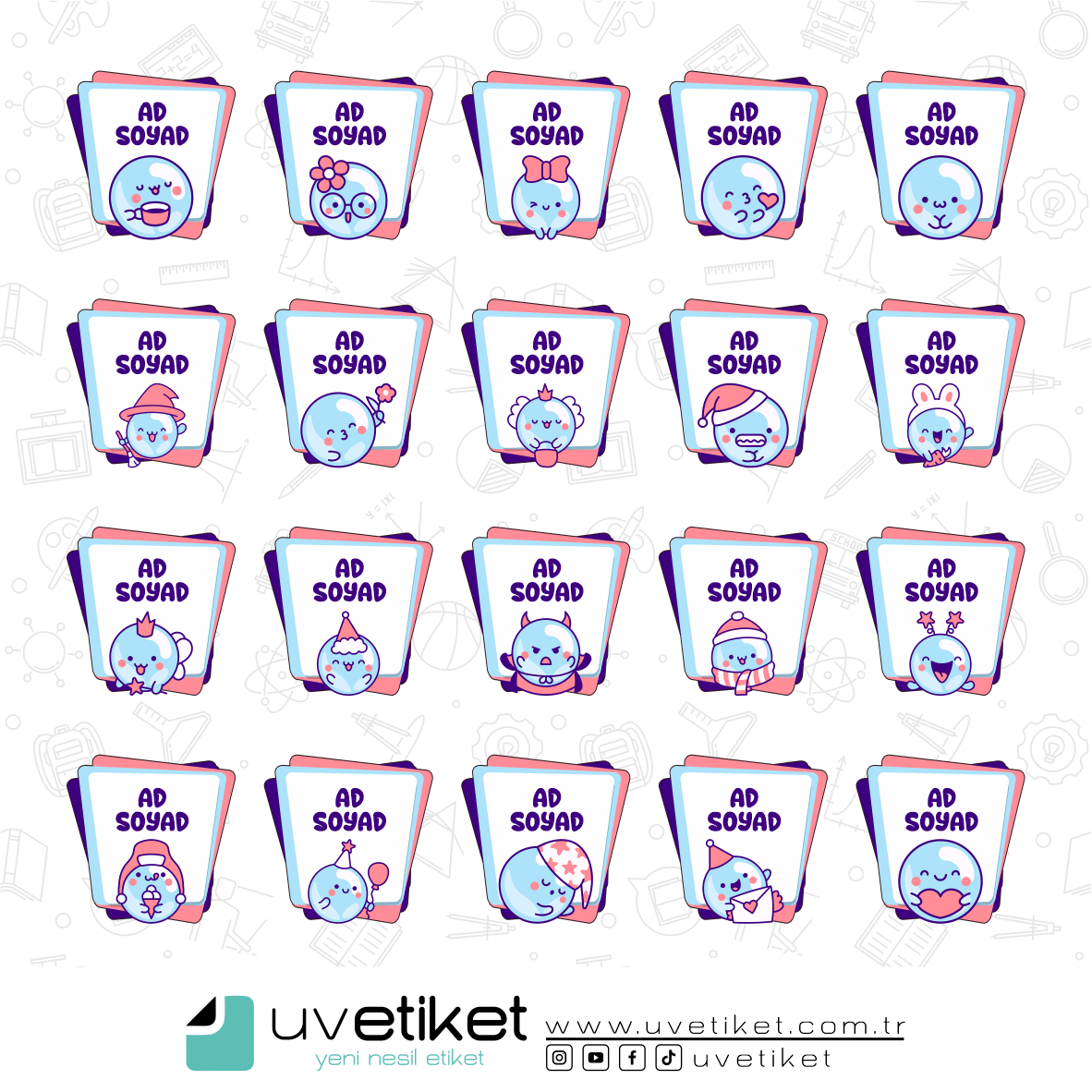 UV DTF Dünya Okul Etiketleri