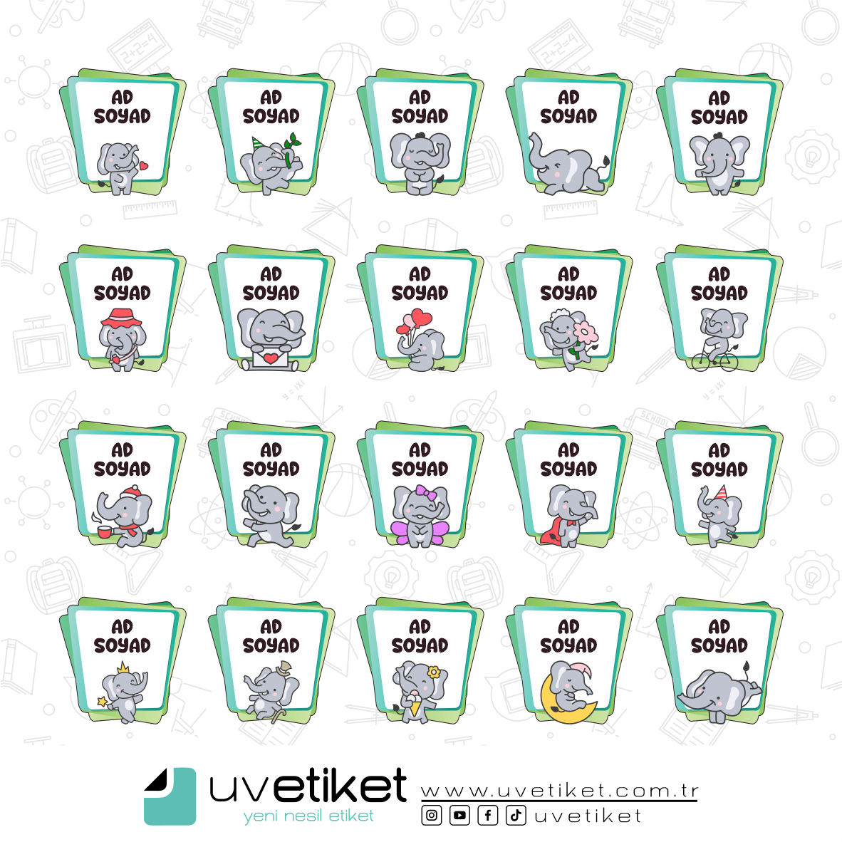 UV DTF Fil Okul Etiketleri