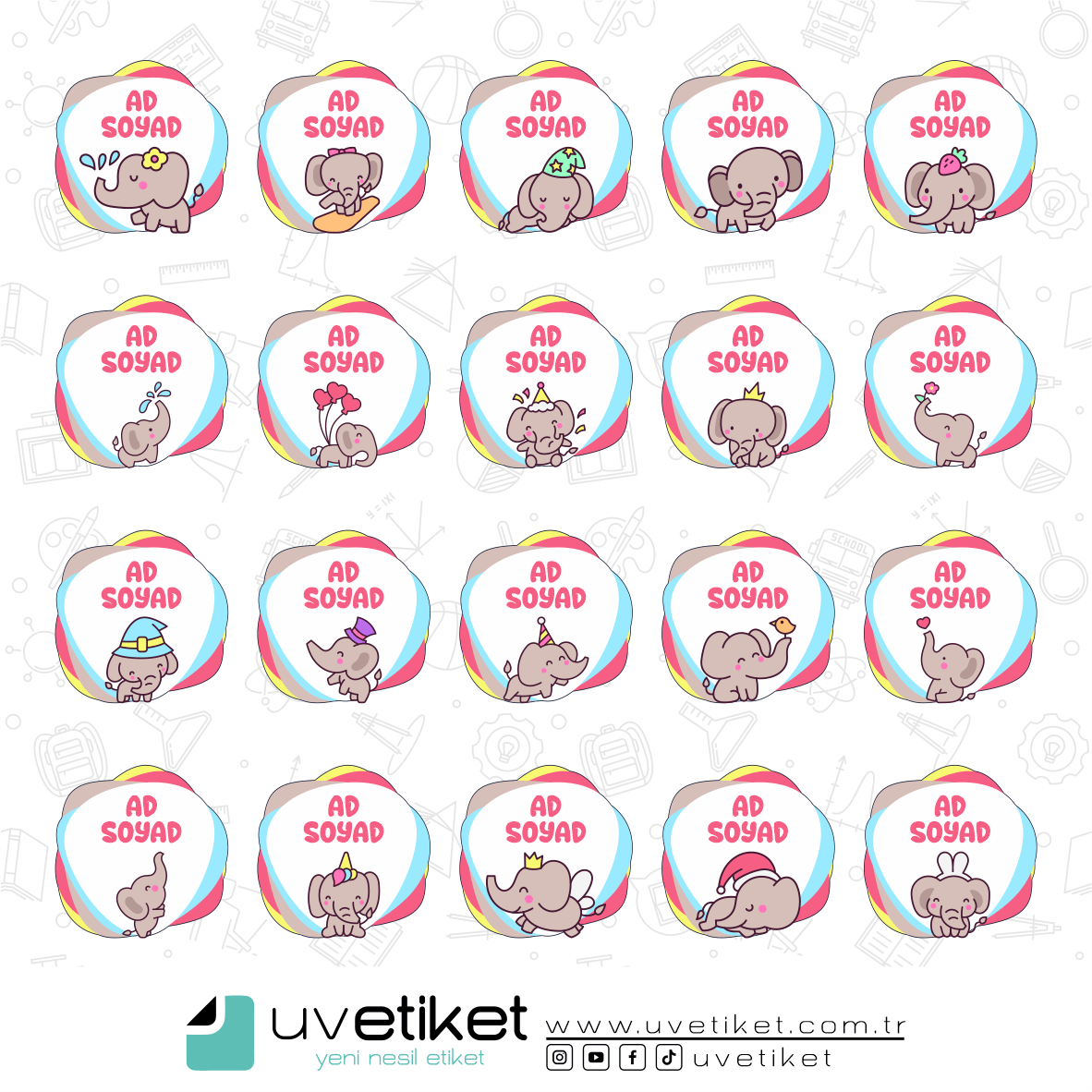 UV DTF Fil Okul Etiketleri