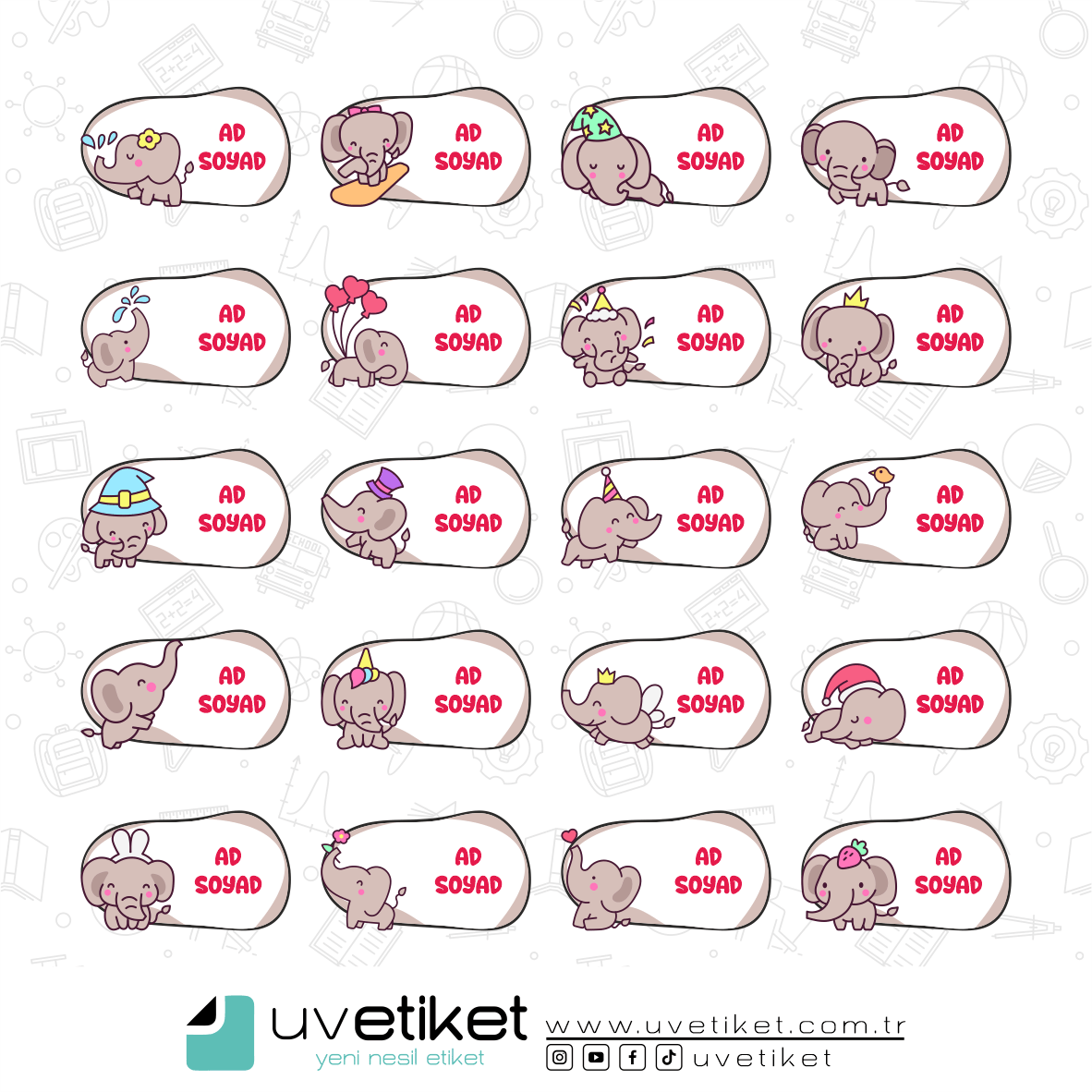 UV DTF Fil Okul Etiketleri