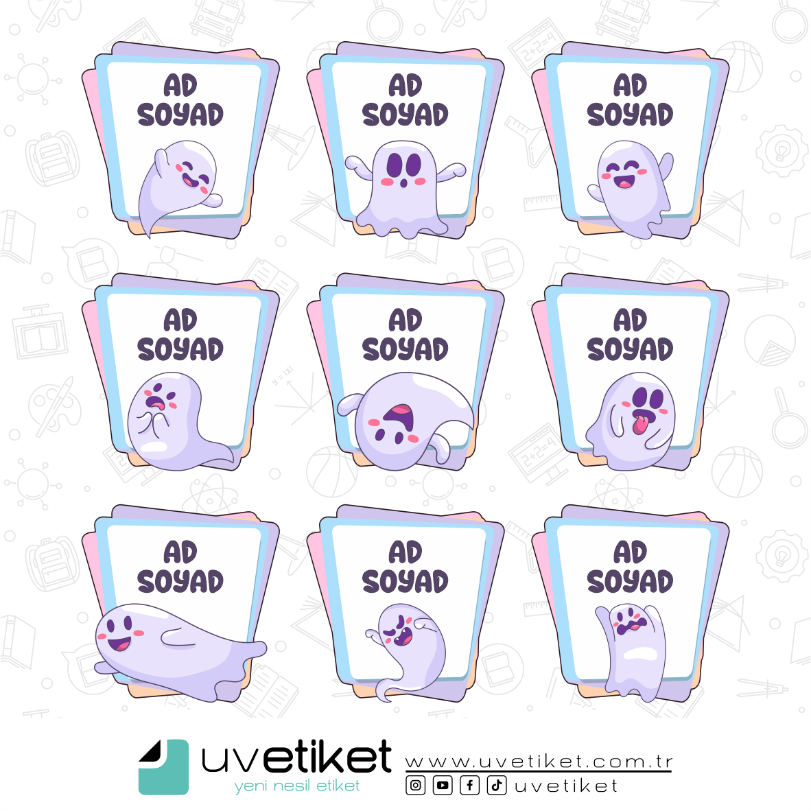 UV DTF Hayalet Okul Etiketleri