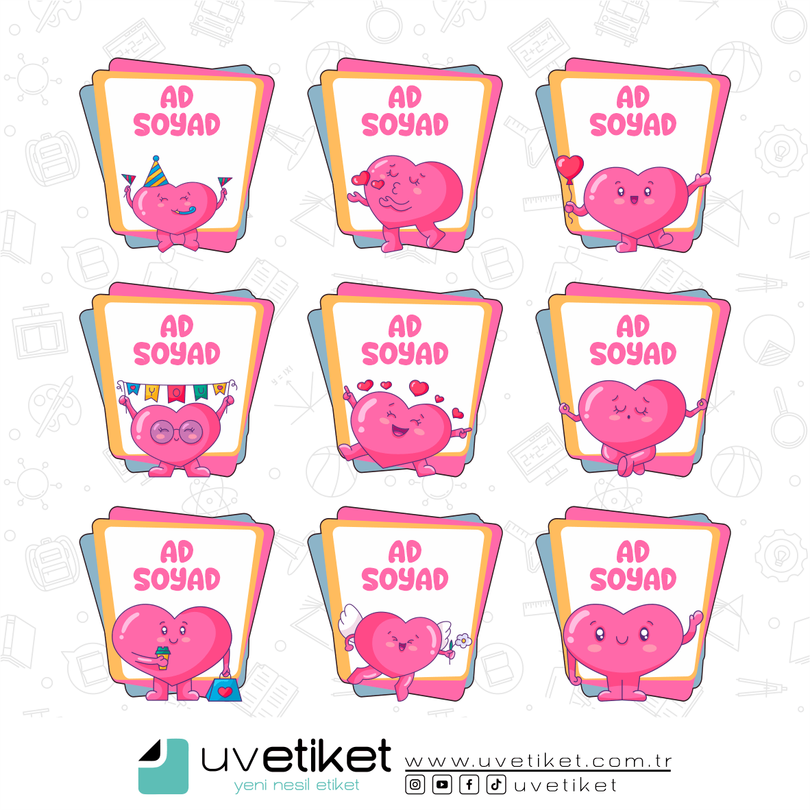 UV DTF Kalpler Okul Etiketleri