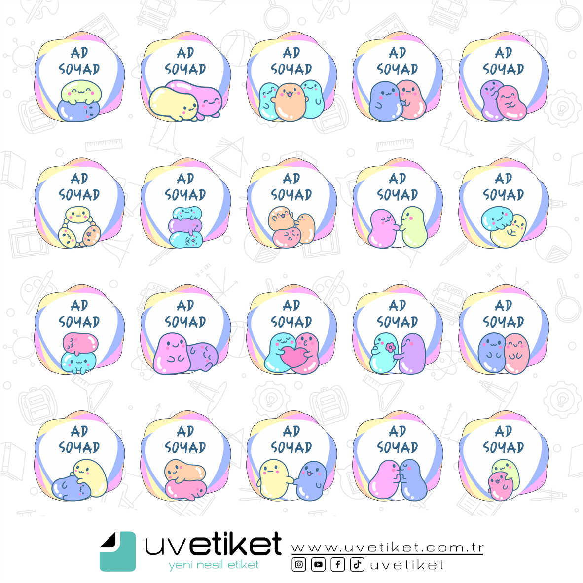 UV DTF Şeker Okul Etiketleri