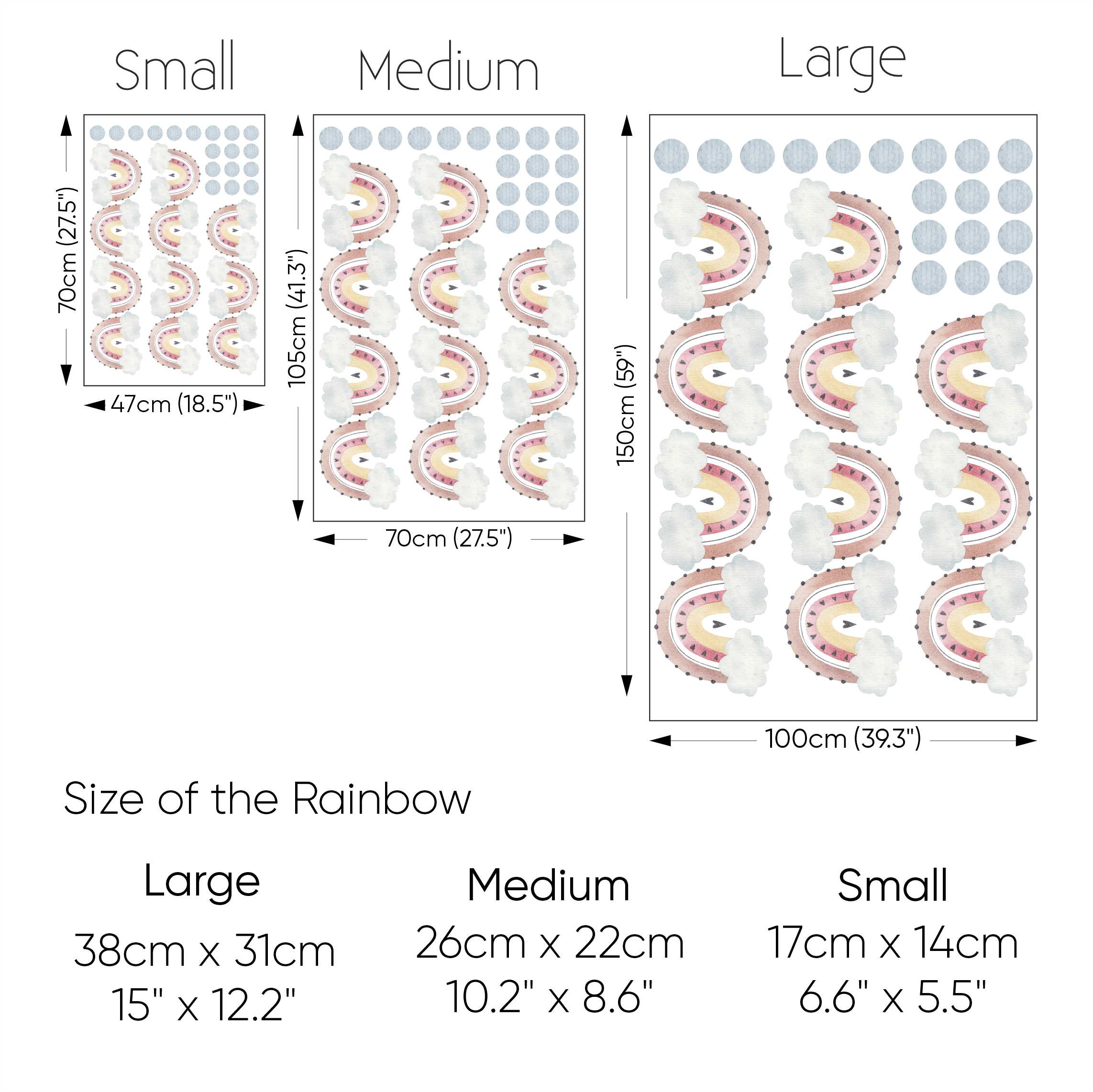 Gökkuşağı Duvar Etiket Seti Medium