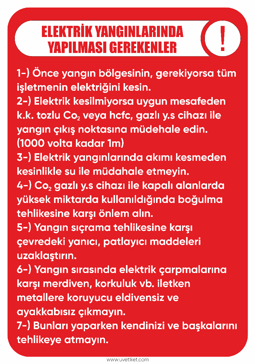 Elektrik Yangınlarında Yapılması Gerekenler